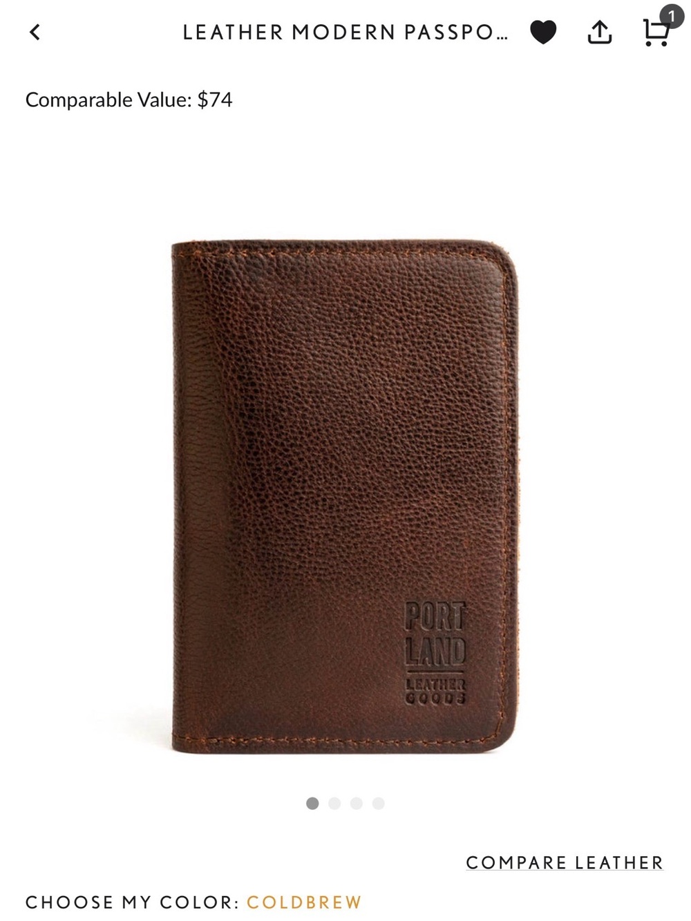 Portland Leather Coldbrew Brown Leather PassportCard Holder